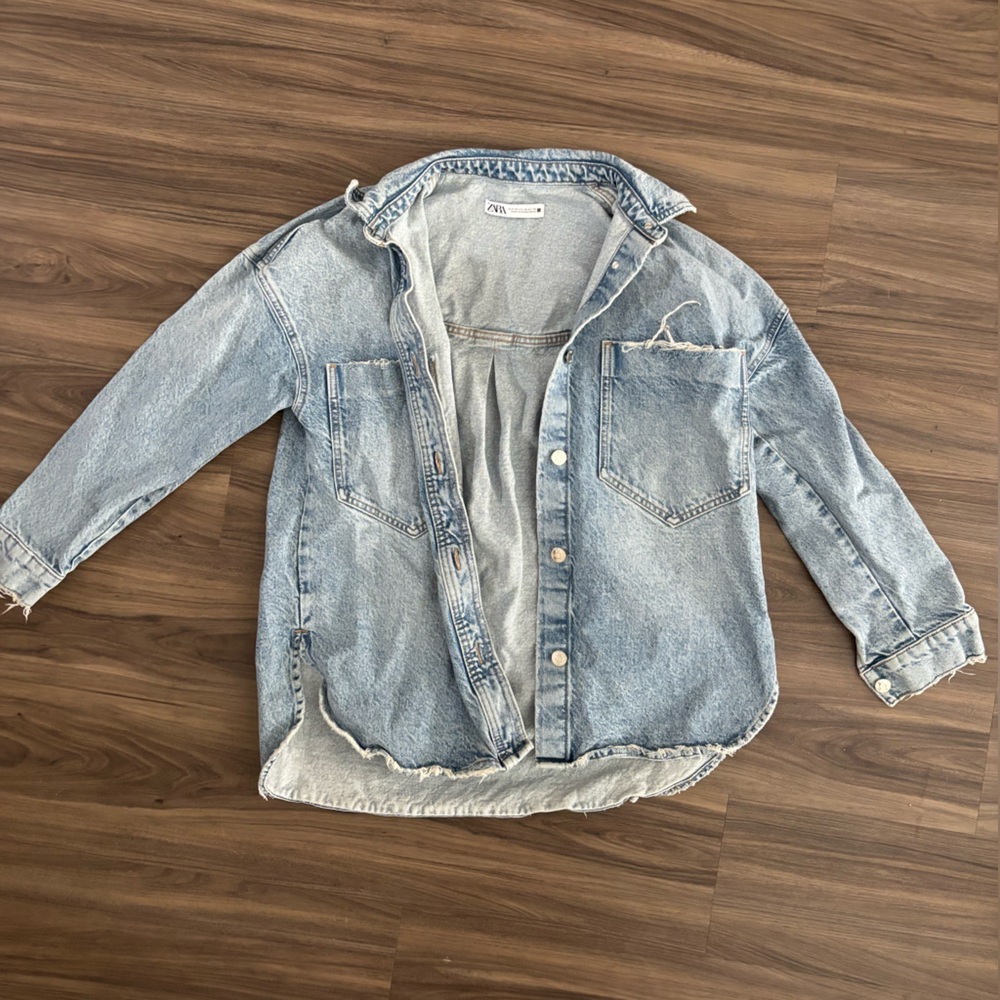 Zara Light Blue Boyfriend Denim Jacket